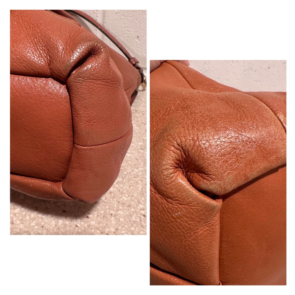 Coach Madison Isabelle Pebble Leather Hobo Bag Cognac/Saddle/Orange Shoulder Bag - Picture 11 of 16